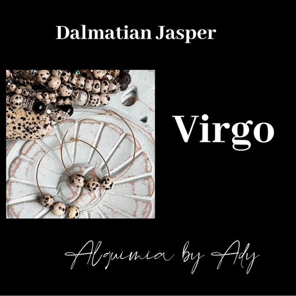 Dalmatian Jasper and gold stud earrings/protection for Virgo - Picture 3 of 5